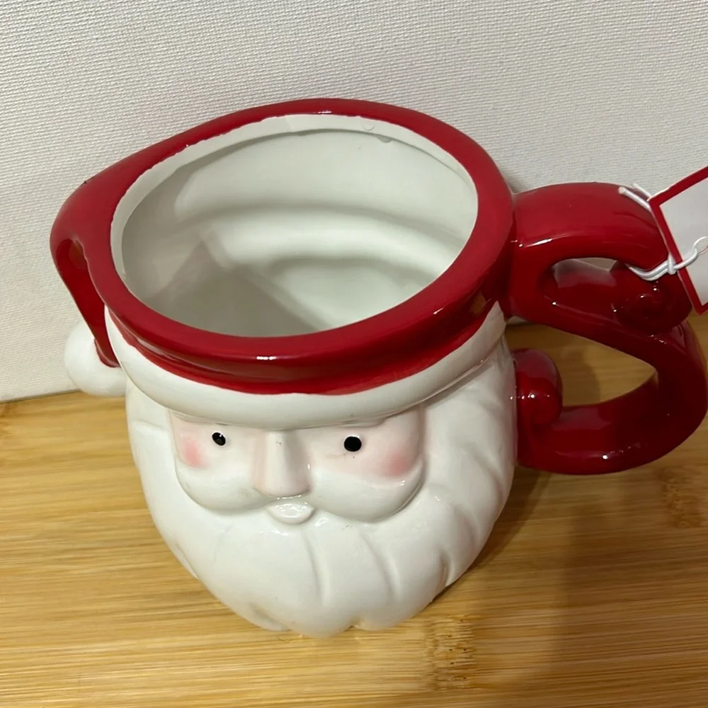 Peppermint & Pine Christmas Santa Claus Coffee Mug Whimsy Hand Painted 18oz. NWT